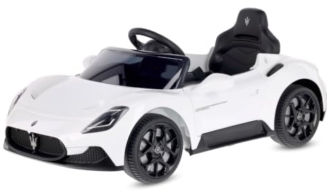 sun baby Kinderfahrzeug ab 3 Jahren Maserati GT Cabrio, Kinderauto mit Lichtfunktionen, Fernbedienung, MP3-Player, USB, Bluetooth (Weiß)