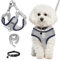 Dog Harness with Lead, Step-in Suede Harness Anti-Pull Reflective Breathable Chest Harness with Collar Traction Rope for Small Dogs Cats Outdoor Training Walking Pet Supplies (Grey, XXL)