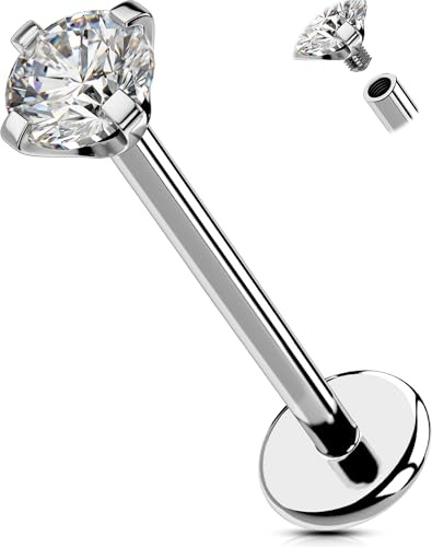 OUFER Body Piercing Titanium Lip Piercings 6/8/10/12mm 18G/1.0mm Nose Nostril Stud Internally Helix Earrings Labret Piercing Jewellery Conch Tragus lobe Earring Bars Flat Back Earrings