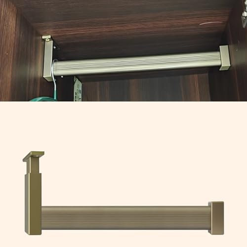 Elitix Kleiderstange Schrank Schrankhalterung In L-Form, Kleiderstange zum Aufhängen In den Kleiderschrank Bohren, Kleiderständer für Die Wand Im Einzelhandel Kleiderbügelstange(Gold,35cm(13 3/4))