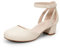 DREAM PAIRS Scarpe Eleganti da Ragazza con Punta Chiusa e Tacco Alto Principessa Scarpe per Bambine con Tacco a Blocco Mary Jane,Size 35,Avorio,KKUMPU2501