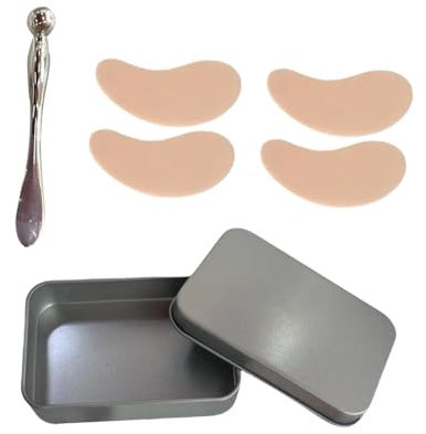 Under Eye Patches Silicone, 2 Pairs Reusable Eye Patches - Silicone Wrinkle Patches, Reusable Eye Mask for Dark Circles & Wrinkles, Plump & Refresh Puffy Eyes, with Metal Eye Cream Applicator Tin Case