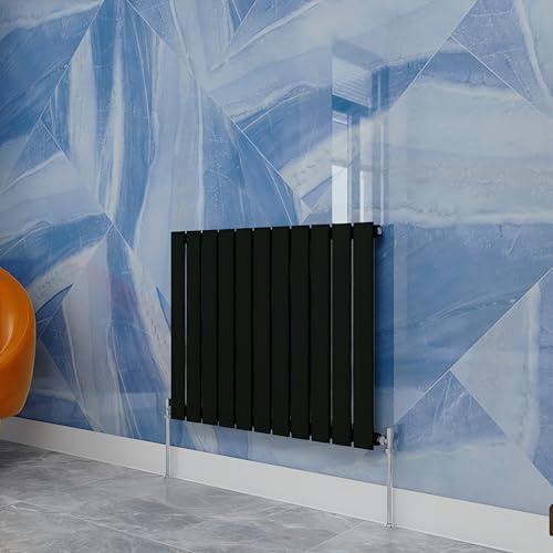 Central Heating Radiator,600x748mm Black Horizontal Flat Single Panel Column Energy-efficient for Morden Multi-Scene