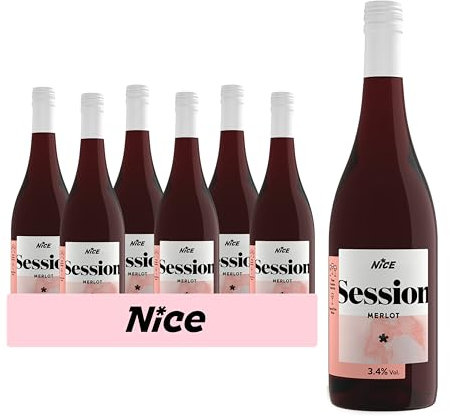 Nice Merlot Session, 3.4% Low-Alcohol Wine, Juice, Smooth with a Hint of Spice, 6 x 75cl Bottle
