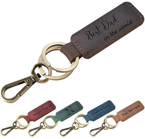 Rainsar Porte Clé en Cuir Personnalisé,Porte Clef Personnalisable Texte-Gravure Au Laser Ultra Net,Un Cadeau Original pour Toutes les Occasions