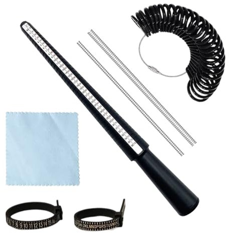 Kzouenzu 7 Pezzi Set Di Misuratori Per Anelli, Misura Dito Dito, Misuratore Di Anelli Professionale Per Misurare Diametro E Taglia Dito