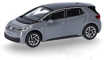 Herpa Modellauto VW ID. 3, mondsteingrau (Dach schwarz), Miniatur im Maßstab 1:87, Sammlerstück, Made in Germany, Modell aus Kunststoff