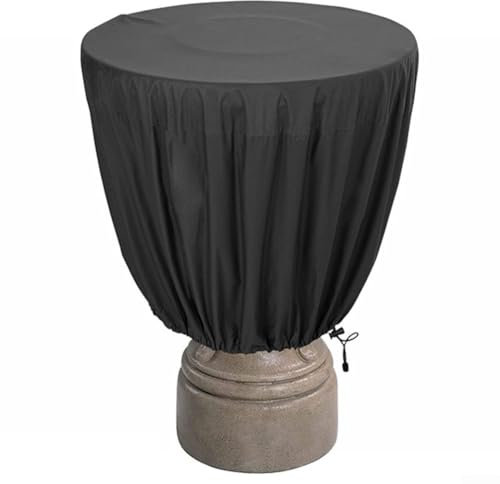 Hasaller Gartenbrunnenabdeckung, wasserdicht, 210D-Oxford-Stoff, Vogeltränken-Schutz, Outdoor-Brunnen-Abdeckung, widerstandsfähiger Gartenbrunnenschutz mit Kordelzug für Skulpturen, Brunnen (61 x 46