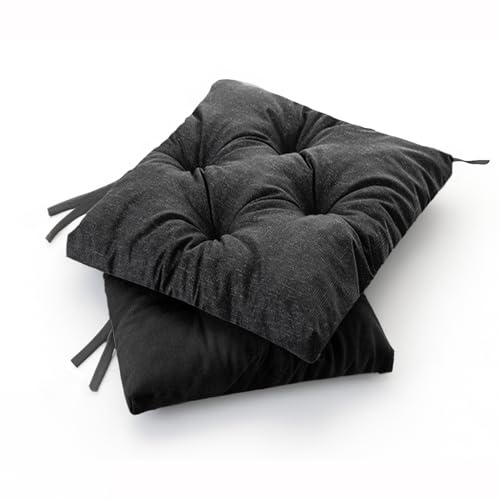Bjird Wasserdichtes Stuhlkissen 45x45 cm – Gartenkissen für Stühle & Sessel – Dickes Sitzkissen 6 cm – Outdoor Sitzauflage für Gartenmöbel – Wetterfest & Pflegeleicht - 2er Set - Schwarz