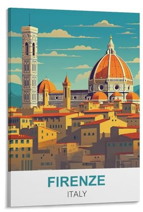 CTZIKWW Firenze Italien-Reiseposter, Vintage-Poster, 50 x 75 cm, Leinwand-Kunstdruck, Bild, Wandkunst, Gemälde