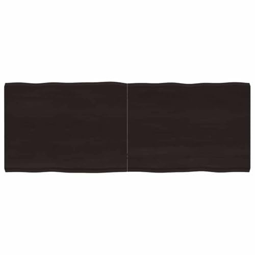 QUAHEAS Tischplatte 160x60x(2-6) cm Massivholz Eiche, dunkel lasiert, Baumkante, handgefertigt, robust für Esstisch, Schreibtisch