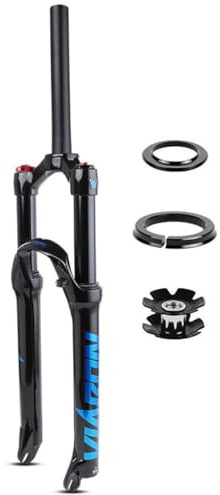 ZXGSXIOU Forcella Anteriore MTB 26/27,5/29 Pollici Forcella ad Aria per Mountain Bike Freno a Disco Escursione 100 mm Dritto 1-1/8 QR 9x100 mm Blocco Manuale (Colore: Blu, Misura 27,5 Pollici)