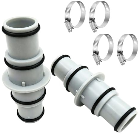 2 raccords pour tuyau de piscine, adaptateurs 32 mm vers 38 mm, avec 4 colliers de serrage en acier inoxydable et joints toriques, raccords pour piscines et jardins