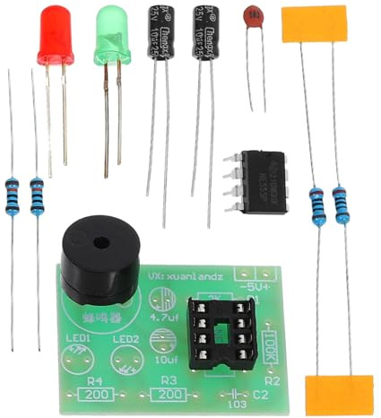 SKISUNO NE555 Trainingskit 3 teiliges Elektronikbausatz DIY Lernset mit Epoxidharzgehäuse und Dual LED Blinker für Elektrotechnik Studenten und Bastler