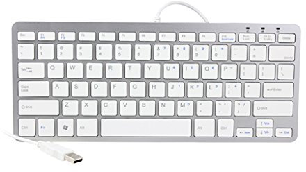 iKKEGOL Mini USB Slim Wired 78 Key Small Super Thin Compact Keyboard for Desktop Laptop PC Win 7 US Layout (White)