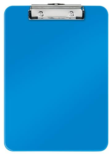 Leitz WOW A4 Klemmbrett, hochwertiges Klemmbrett aus Hartplastik, 80 Blatt Kapazität, Blau, 39710036