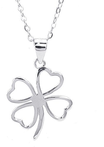 Konov Schmuck-Anhänger für Herren, Silber Sterling 925, Halskette: 50 cm, vierblättriges Kleeblatt, Glücksbringer, für Damen und Herren, Farbe: Silber, mit Geschenkbeutel, F24555