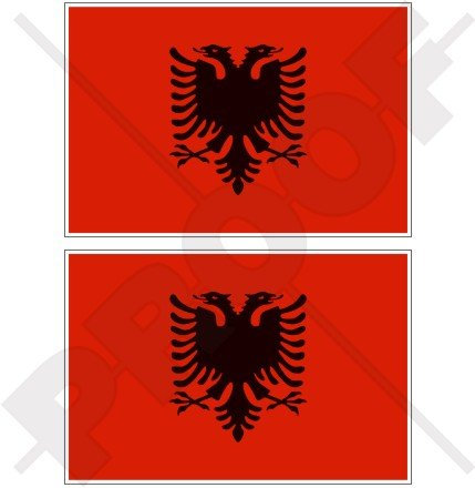 Vinyl-Aufkleber mit albanischer Flagge Shqiperia, 75 mm, 2 Stück