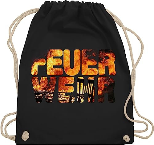 Shirtracer Turnbeutel Rucksack - Taschen - Feuerwehr Flammen - Unisize - Schwarz - beutel feuerwehrfrau feuerwehrgeschenkartikel tasche feuerwehrgeschenk feuerwehrmann turnsackerl feuerwehrtasche
