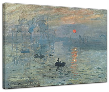 Bilderdepot24 Bild auf Leinwand | Claude Monet - Impression Sonnenaufgang in 120x90 cm als Wandbild | Wand-deko Dekoration Wohnung alte Meister | NEU-180214-120x90-is