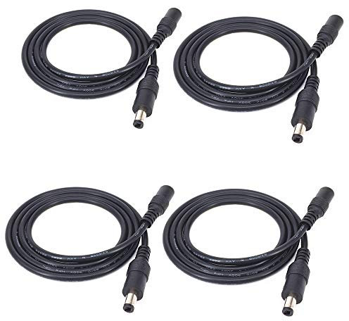 HUABLUE 4pcs/pack schwarz 1m DC Verlängerungskabel Stecker auf Buchse Stecker Verlängerungskabel 2.5mm * 5.5mm Stecker Netzteil, Power Plug Hohlstecker ,strom verlängerungskabel