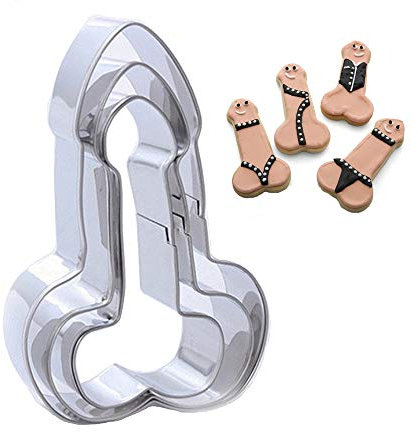 Jurxy Rostfreier Stahl Penis-Ausstecher 3 PCS Set für 3D Bachelorette Kuchen Ausstecher Set DIY Party Favor Neuheit