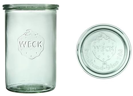 Weck Gläser 1000ml – 6er Set mit Deckeln – Sturzform – robuste, stapelbare Vorratsgläser- & Einweckgläser - ideal für Meal Prep, Sauerteig & Fermentieren – Made in Germany