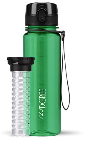 720°DGREE Kids & Sport Water Bottle “uberBottle“ - 500 ml crystalClear +Fruit-Infuser - BPA-Free Tritan, Leakproof, Reusable Drinking Bottle - Waterbottle for Children, School, Gym, Fitness