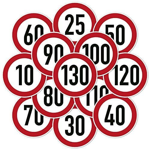 Geschwindigkeitsaufkleber 4x Aufkleber Zulässige Höchstgeschwindigkeit 10-180 km/h Auto Anhänger LKW (20cm, 30 km/h)