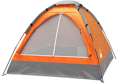 2-Person Camping Tent - Includes Rain Fly and Carrying Bag - Lightweight Compact Outdoor Tent for Backpacking, Hiking, or Beaches by Wakeman (Orange)