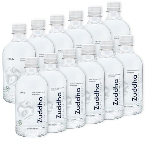 Zuddha Alkaline Water - pH 9.0+ Purified Still Spring Water in Compostable Bottles - Natural Hydration for Health & Wellness - Multipacks of 12 x 500ml