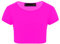 Enfants Filles Néon Fluorescent Plaine À Manches Courtes Crop Tops T-Shirt Tee Top Dance Wear Gymnastique Déguisements Rose néon 9-10 Ans