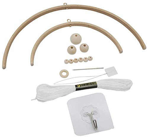 BSTCAR Mobile Halterung Babys, beweglicher Rahmen aus Holz, zum Basteln, Babys, Holz, Windspiele aus Stoff