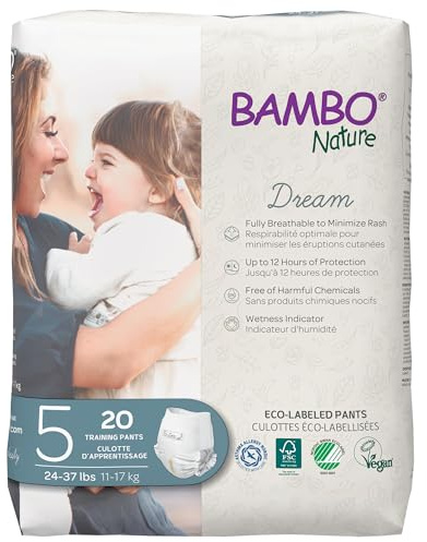 Bambo Nature Premium Eco-friendly Training Pants, Size 5 (27-40 Lbs), 20 Count