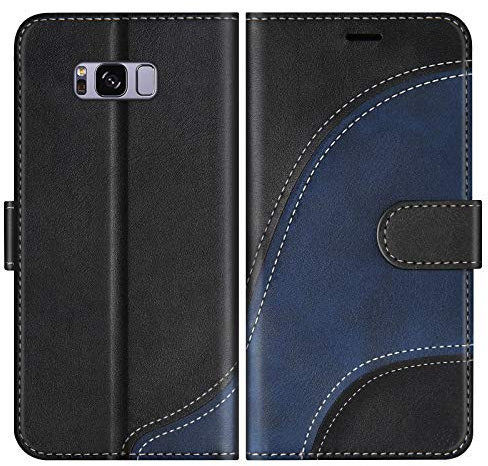BoxTii Coque pour Galaxy S8, Portefeuille Etui en Cuir PU, Magnétique Protection Housse Coque pour Samsung Galaxy S8, Noir