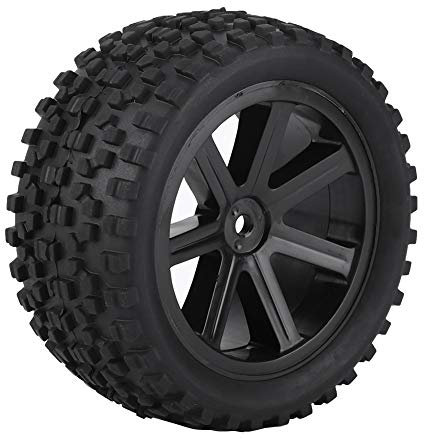 Tyenaza RC Reifen 1/10 Offroad, RC Räder 1/10, RC Buggy Reifen, Rad Kunststoff Felgen & Schwarzes Quadrat Muster Gummireifen Reifen 4 Stück Universal für alle 1/10 RC Auto (Schwarz)