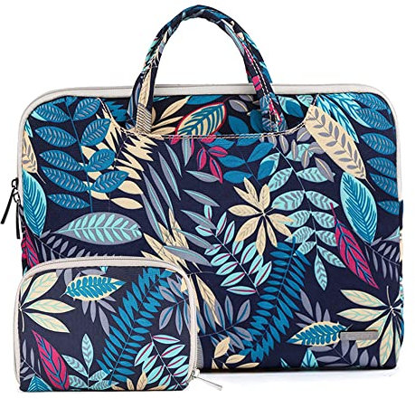 fdsmall 13,3 Zoll Laptop-Hülle,Canvas Computer Bag Case Protective Notebook Case Briefcase Cover Carrying Case Compatible with MacBook Air, MacBook Pro, Tablet PC, Ultrabook, Netbook (Blaue Blätter)
