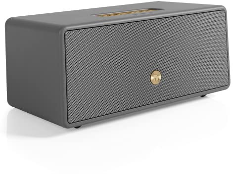 Audio Pro Altavoz Bluetooth y WiFi Inalámbrico Multiroom - Bafle Estéreo con AirPlay2, Google Cast, Spotify Connect y HiFi - Sonido Muy Potente - Diseño Elegante - 6 Preajustes Drumfire-D2 - Gris