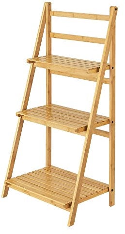 Estantería de Escalera de Bambú Estantería de Pie de 3 Compartimentos de Almacenamiento para Baño Cocina o Salón 109 x 51 x 35 cm Natural