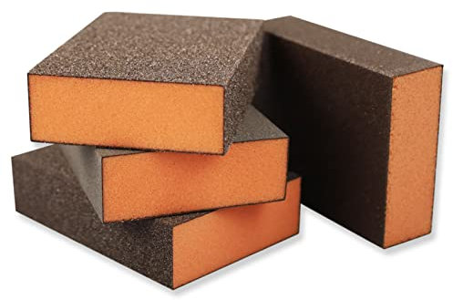 Sanding Blocks 4 Pieces (60,100,150,220 Grits) Coarse/Medium/Fine/Superfine Wet and Dry Sanding Pads Washable and Reusable Sanding Sponge for Wood Metal Wall Polishing