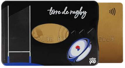 Color Pop Porte-Carte Rigide (1) Anti-RFID Collection Aquitaine – Fabrication Française – Collection Aquitaine – PVC – Protection Carte crédit - 6 x 9,1 cm (Imprimé Rugby Noir)