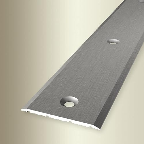 PROVISTON | Übergangsprofil | Breite: 40 mm | Höhe: 0-99 mm | Länge: 900 mm | Aluminium eloxiert | Glatt | Edelstahl Fein Geschliffen | Mittig Versenkt Gebohrt