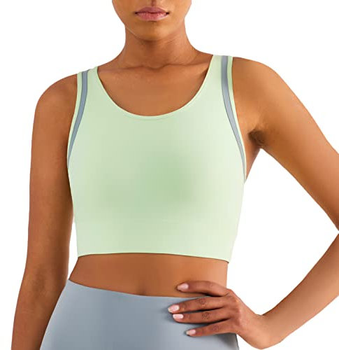 Lemedy Racerback geformte Cup Crop Tank Tops High Impact Yoga Sport BH, lichtgrün, X-Large