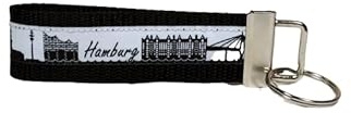Schlüsselband Geschenk-Schlüsselanhänger Hamburg-Anhänger maritim schwarz grau Skyline-kleines Geschenk Mitbringsel Taschenbaumler