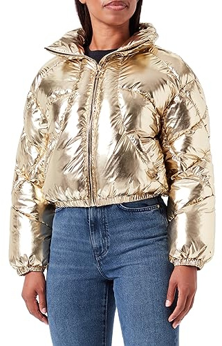 Pinko Damen Gigabit Jacke Canvas Spiegel Daunenjacke, H77_ORO METALLICO, 46