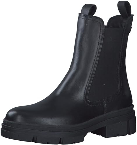 Tamaris Women Chelsea Boots, Ladies Ankle Boots,TOUCHit-Footbed,Low Boots,Half Boots,Bootie,Slip Boot,high,Black Leather,41 EU