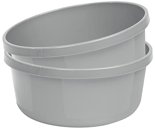 2 x Schüssel 8L rund Ø32x14cm grau Waschschüssel Kunststoff Spüle Wanne Box