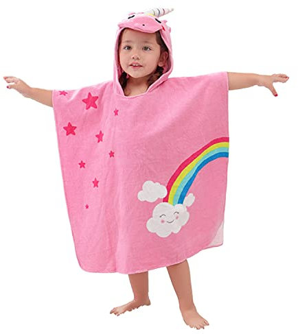 LOLANTA Kinder-Badetuch mit Kapuze, Dinosaurier, 100% Baumwolle (2–4 Jahre, Pink C)