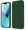 oakxco Designed for iPhone 13 Mini Phone Case Liquid Silicone, Cute Thin Slim Soft Rubber TPU Plain Smooth Gel Cover for Women Girl Aesthetic, Matte Solid Protective & Shockproof, Dark Forest Green