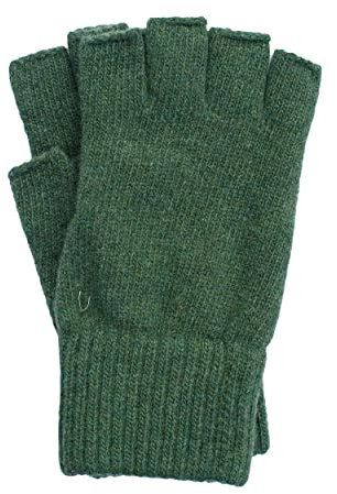 FosterNatur, Herren Handschuhe Fingerlos, 100% Wolle (8, Grün)